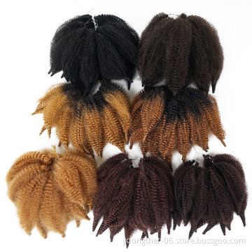 8Inch Wholesale Cheap Synthetic Afro Twist Kinky Ombre Marley  Braiding Synthetic Marley Braid Hair